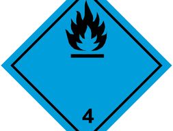 Наклейка Класс 4.3 Вещества выделяющие легковоспламеняющиеся газы при соприкосновении с водой 300 х 300 мм